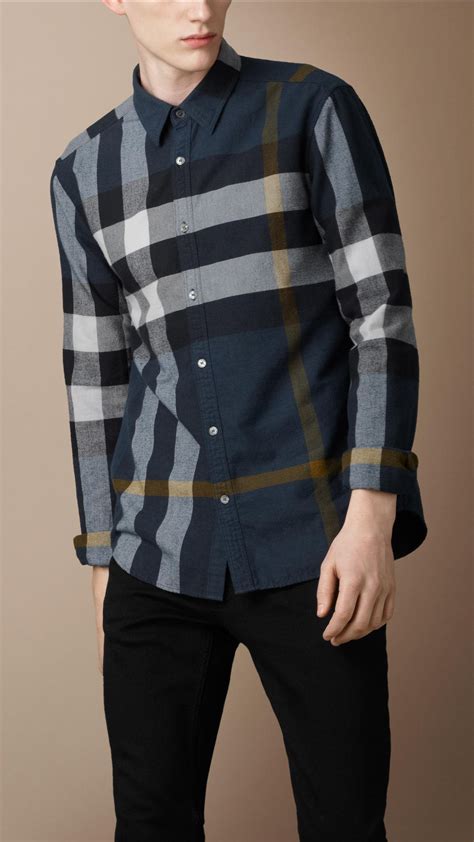 blue burberry shirt men|burberry men's check shirt.